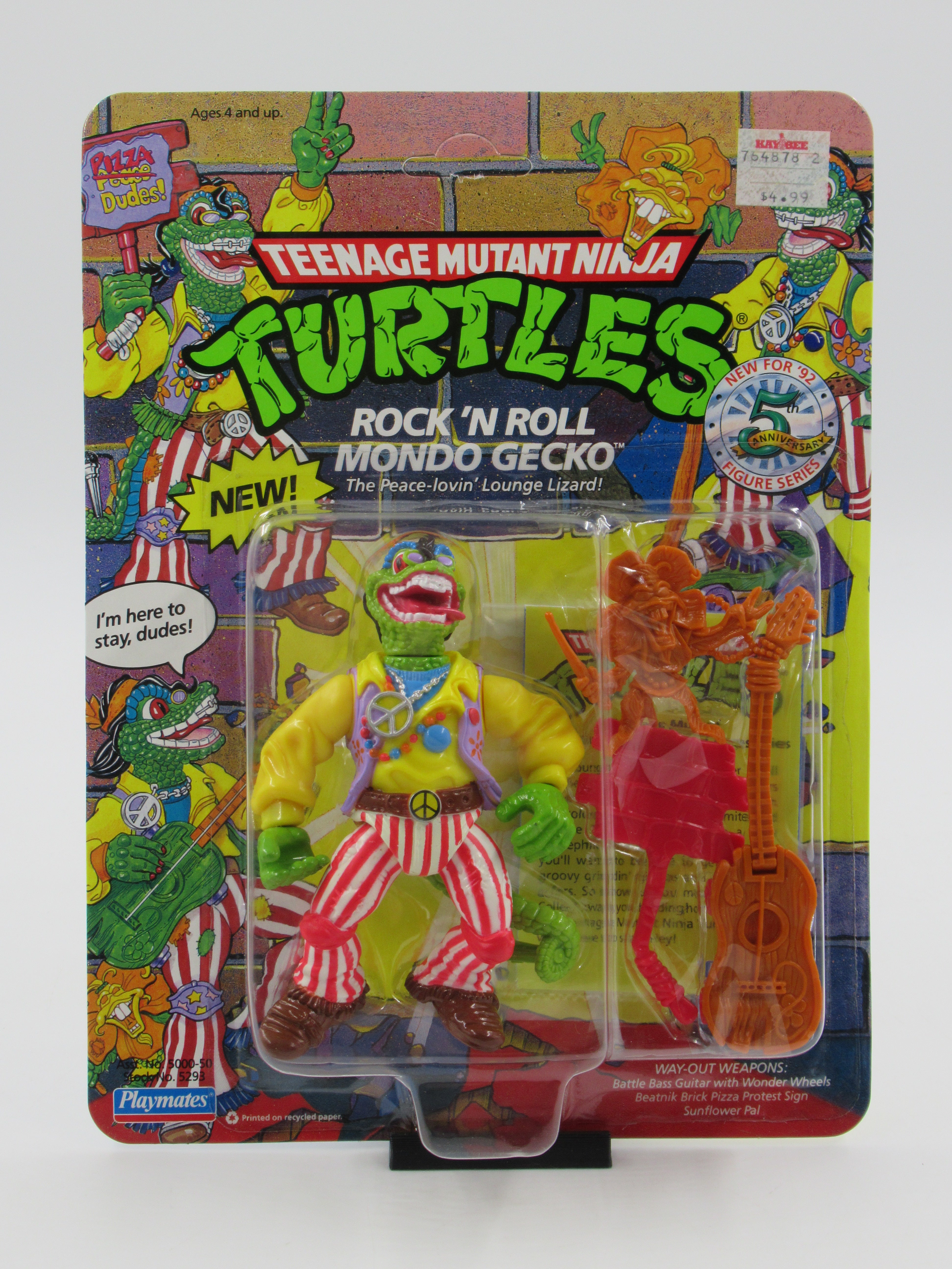 Teenage Mutant Ninja Turtles Rock N' Roll Mondo Gecko 4.5" Figure TMNTs - Playmates (1992)